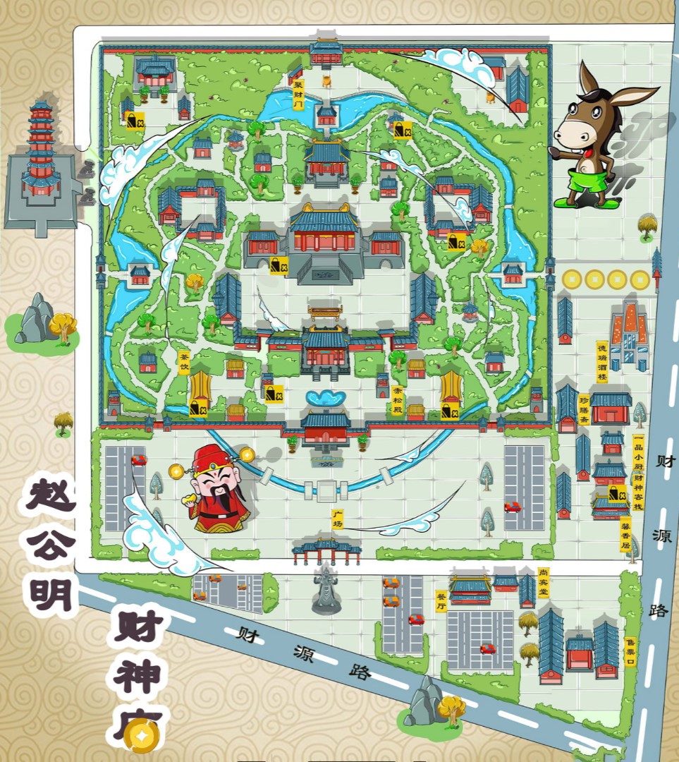庆阳寺庙类手绘地图